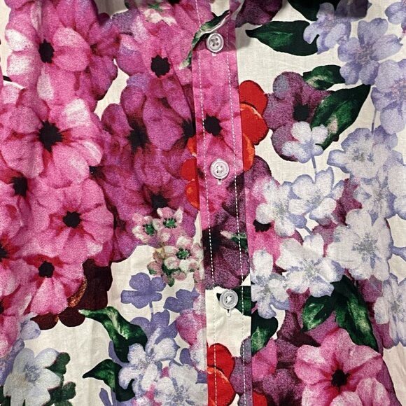 TUNEVUSE Mens Floral Long Sleeve Button Up Shirt Pink Purple Hawaiian Sz L - Picture 3 of 8